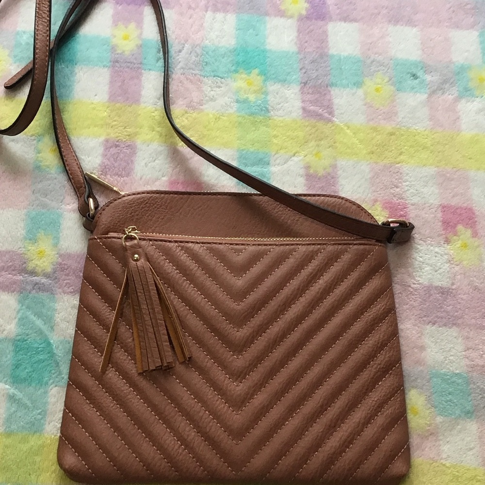 Brown Quilted Crossbody Bag